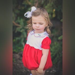The Proper Peony Baby Girls 3M Bubble Red Tinsel Christmas Holiday Collar Luxury